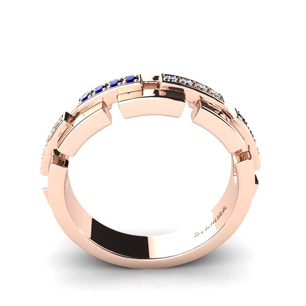 14ct Rose Gold Sapphire Men's Ring Hercules