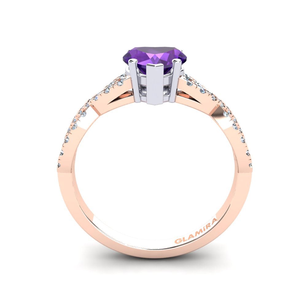 14ct Rose / White Gold Amethyst Engagement Ring Sandy
