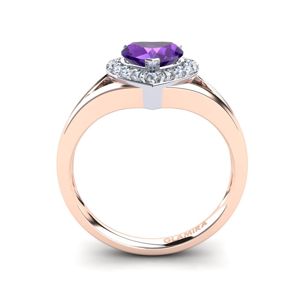14ct Rose / White Gold Amethyst Engagement Ring Miranda