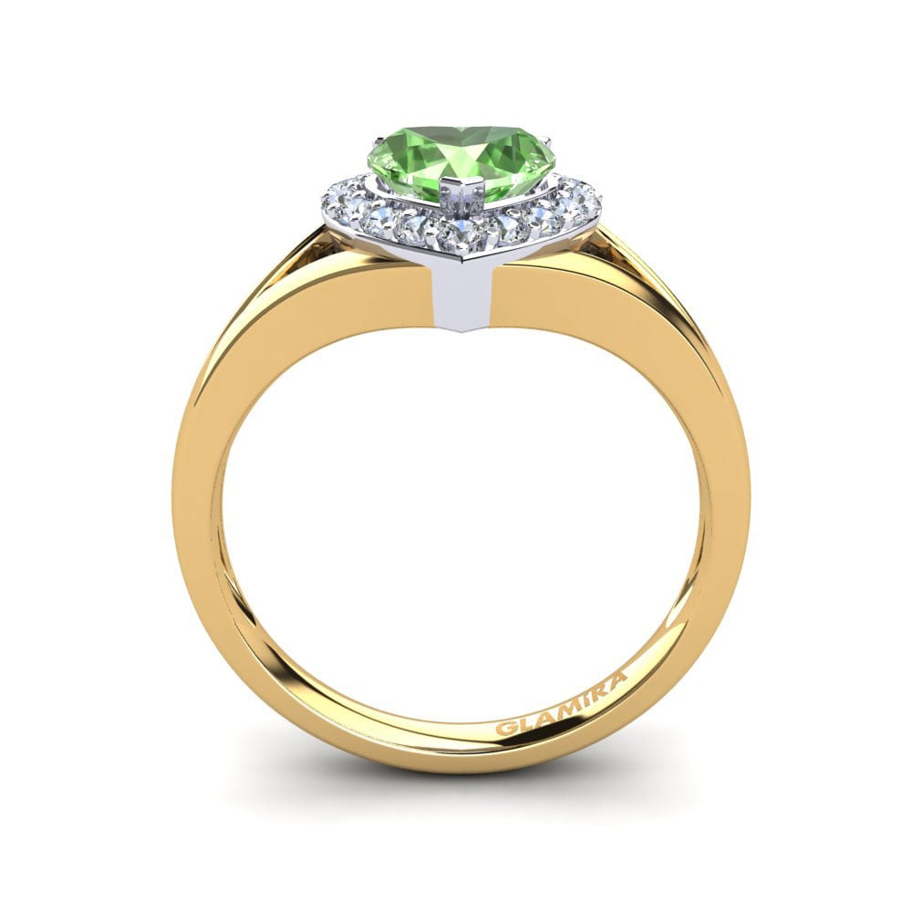 14k Oro Amarillo & Blanco Amatista verde Anillo de compromiso Miranda
