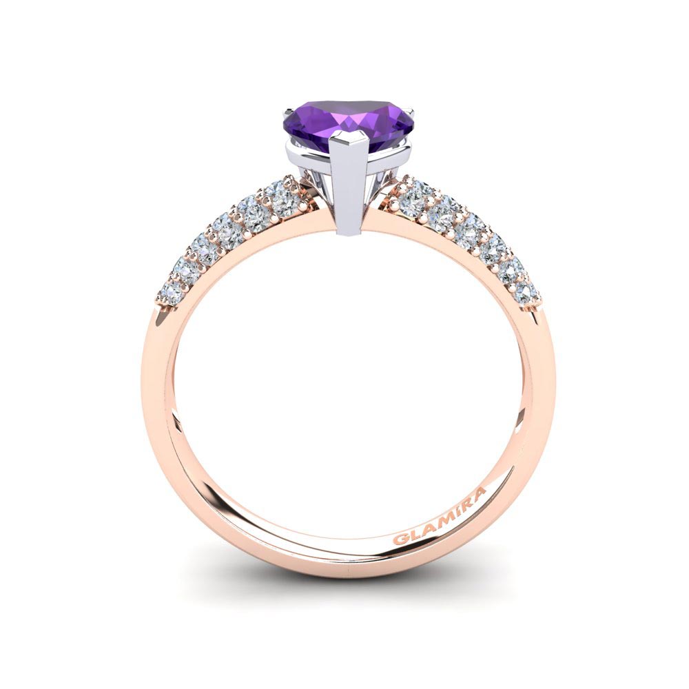 14ct Rose / White Gold Amethyst Engagement Ring Lydia
