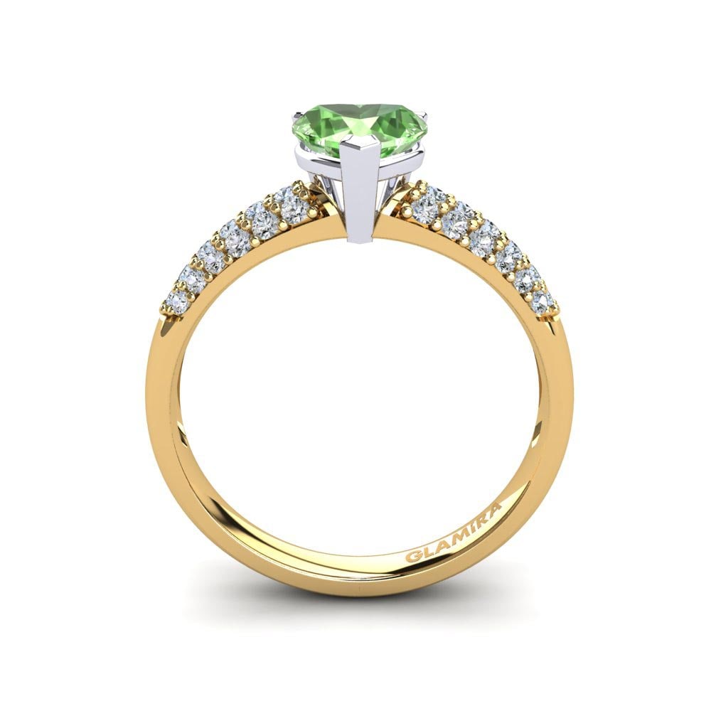 14k Oro Amarillo & Blanco Amatista verde Anillo de compromiso Lydia