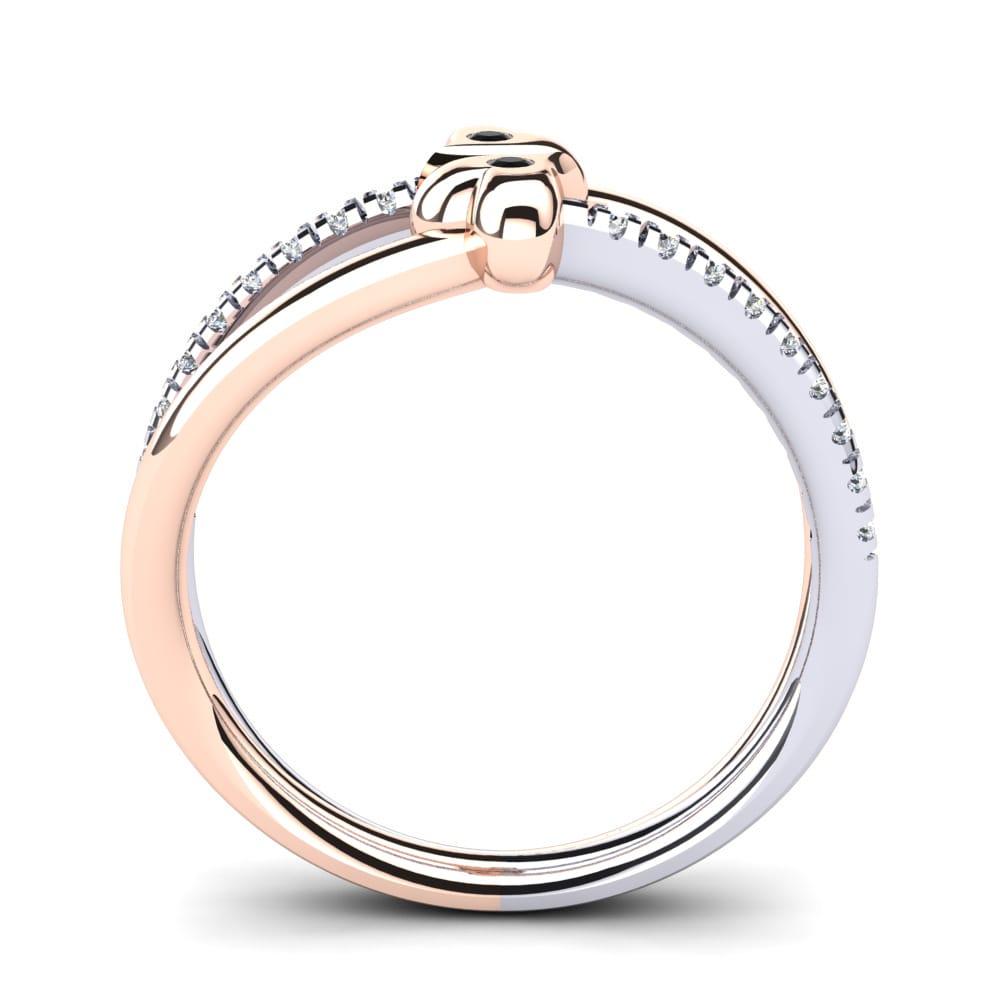 14ct Rose & White Gold Black Onyx Ring Dalia