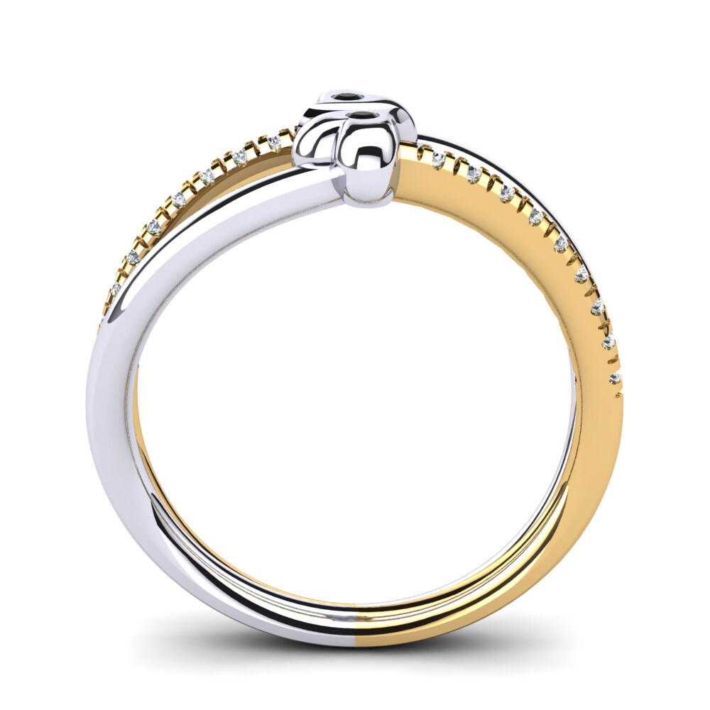 14ct White & Yellow Gold Black Onyx Ring Dalia