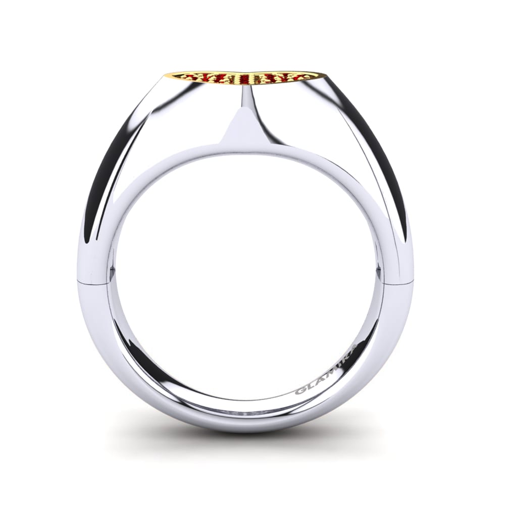Ouro Amarelo Branco 14K Zircônia Vermelha Anel Grasse