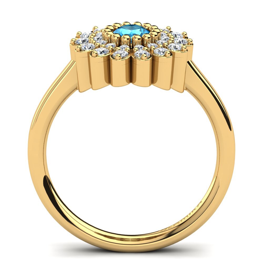 9ct Yellow Gold Blue Topaz Ring Griseus