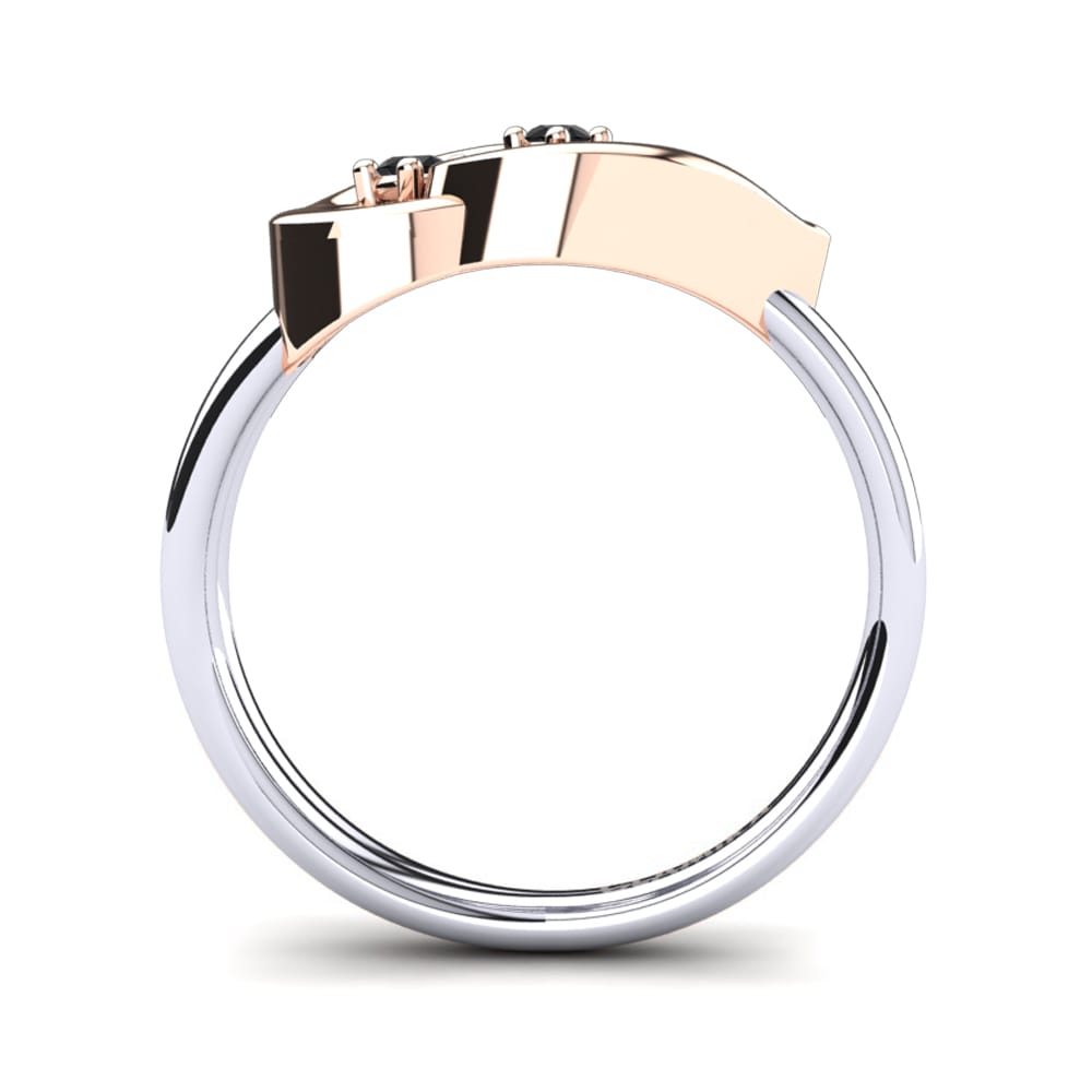 14ct Rose & White Gold Black Onyx Ring Alda