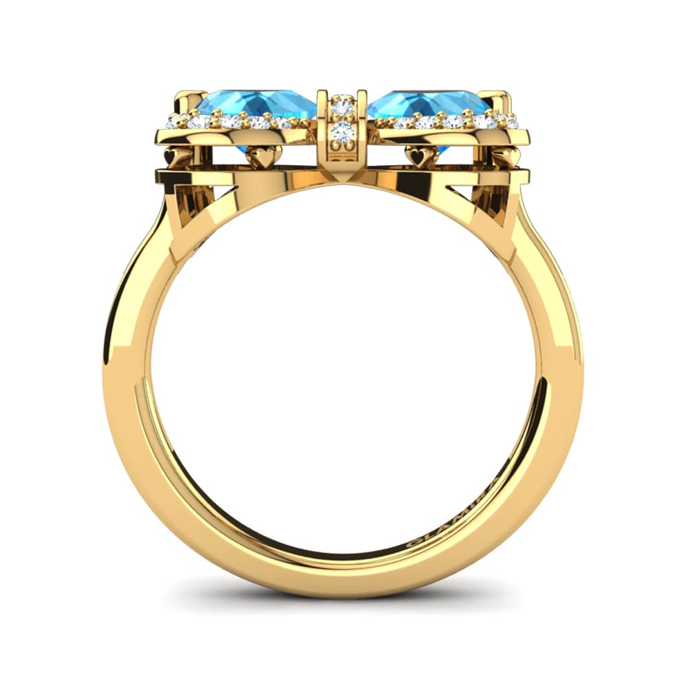 9ct Yellow Gold Blue Topaz Ring Oblangus