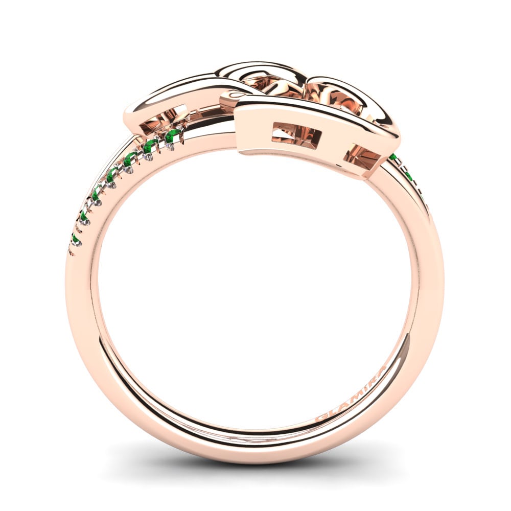 14ct Rose Gold Green Zirconia Ring Begonia