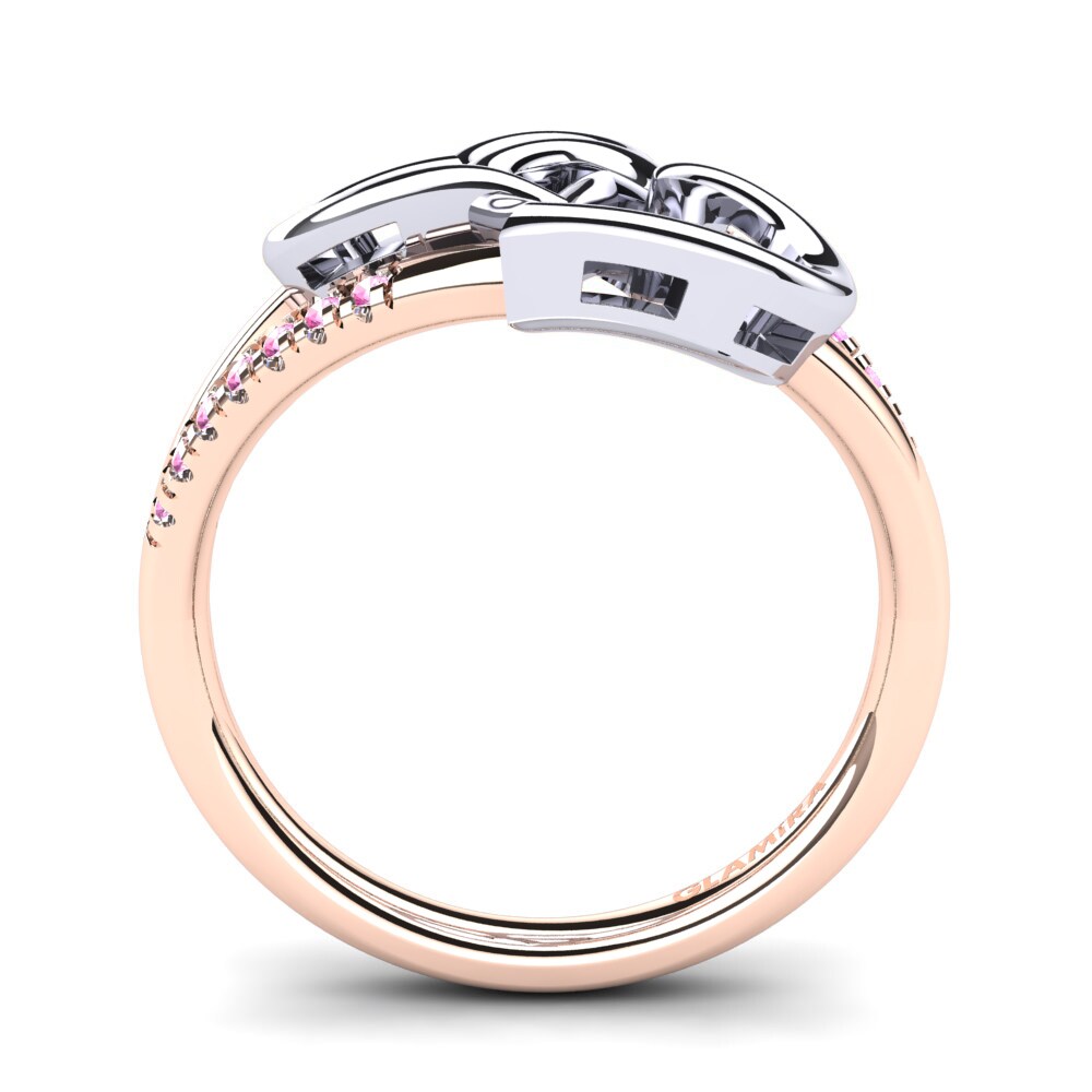 18ct Rose & White Gold Pink Tourmaline Ring Begonia