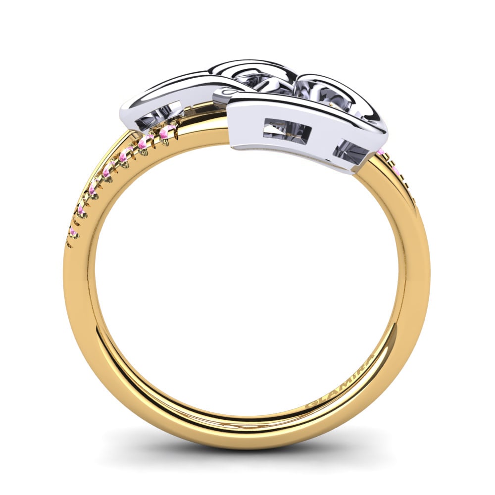 18ct Yellow & White Gold Pink Tourmaline Ring Begonia