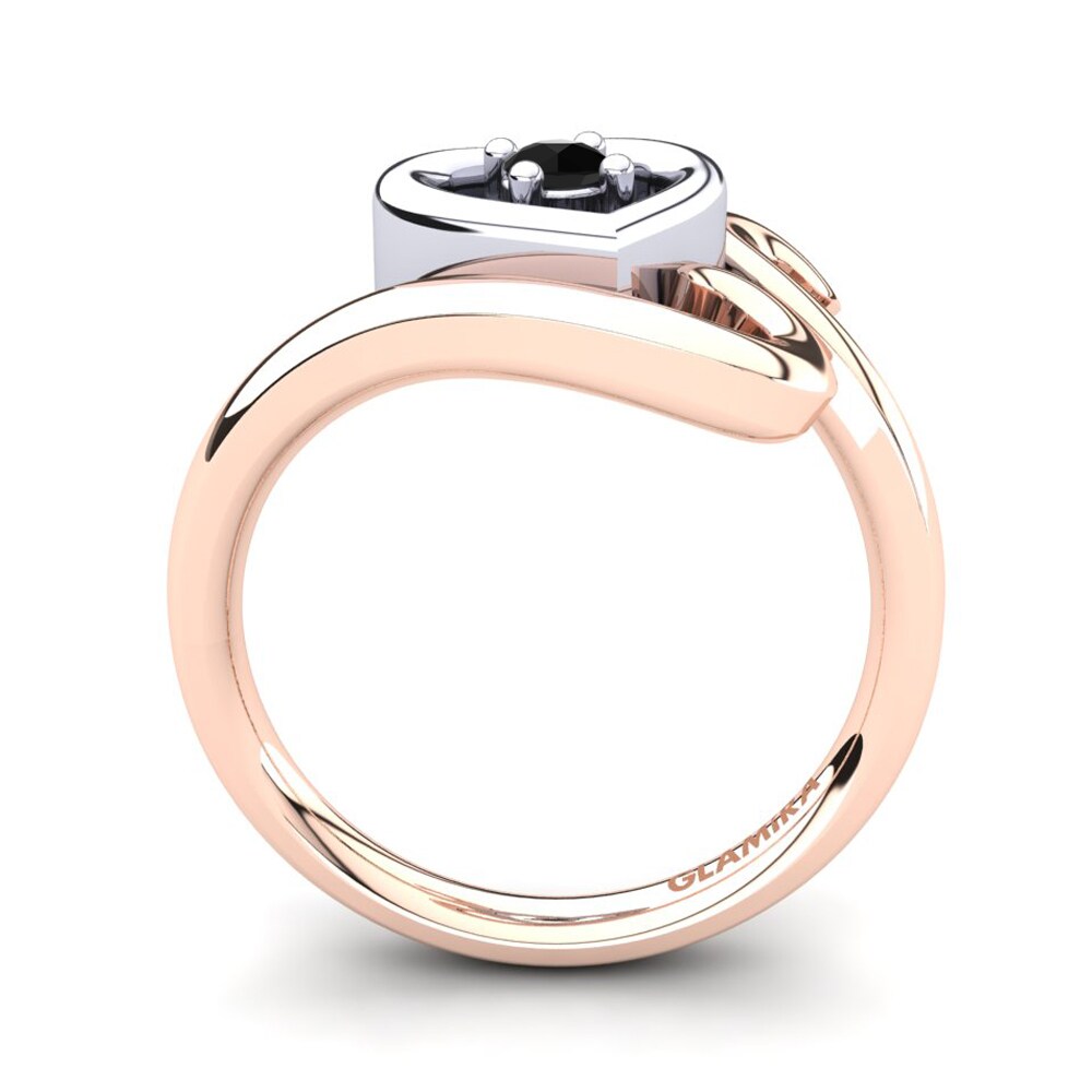 14ct Rose & White Gold Black Onyx Ring Vega