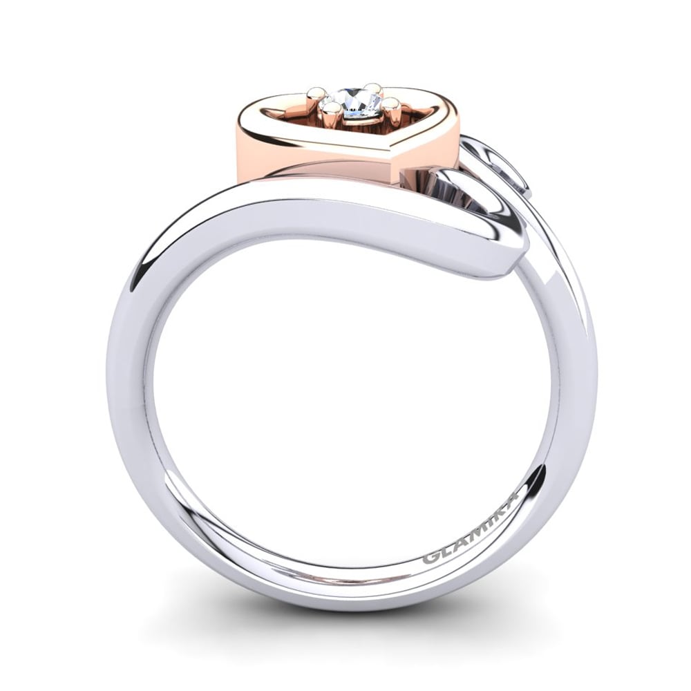 18ct White & Rose Gold White sapphire Ring Vega