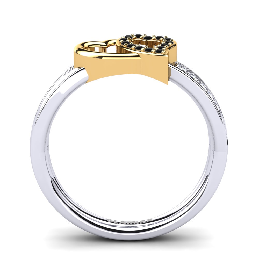 14ct White & Yellow Gold Black Onyx Ring Verde
