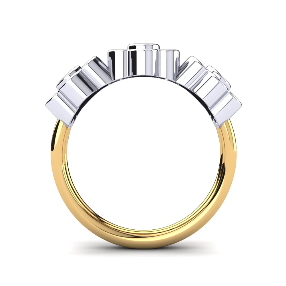 Ouro Amarelo Branco 14K Zircônia Vermelha Anel Arya