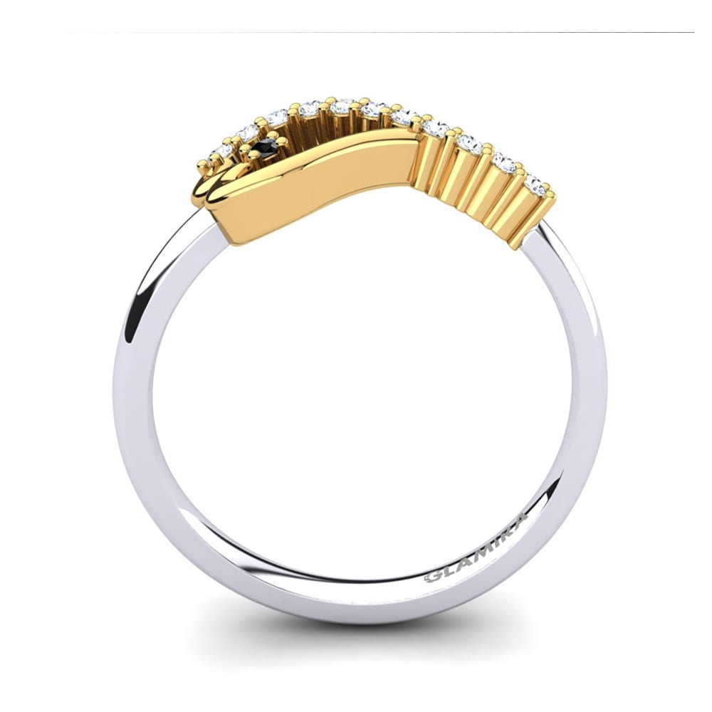 14ct White & Yellow Gold Black Onyx Ring Callainus
