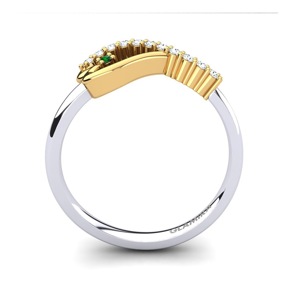 14ct White & Yellow Gold Emerald Ring Callainus