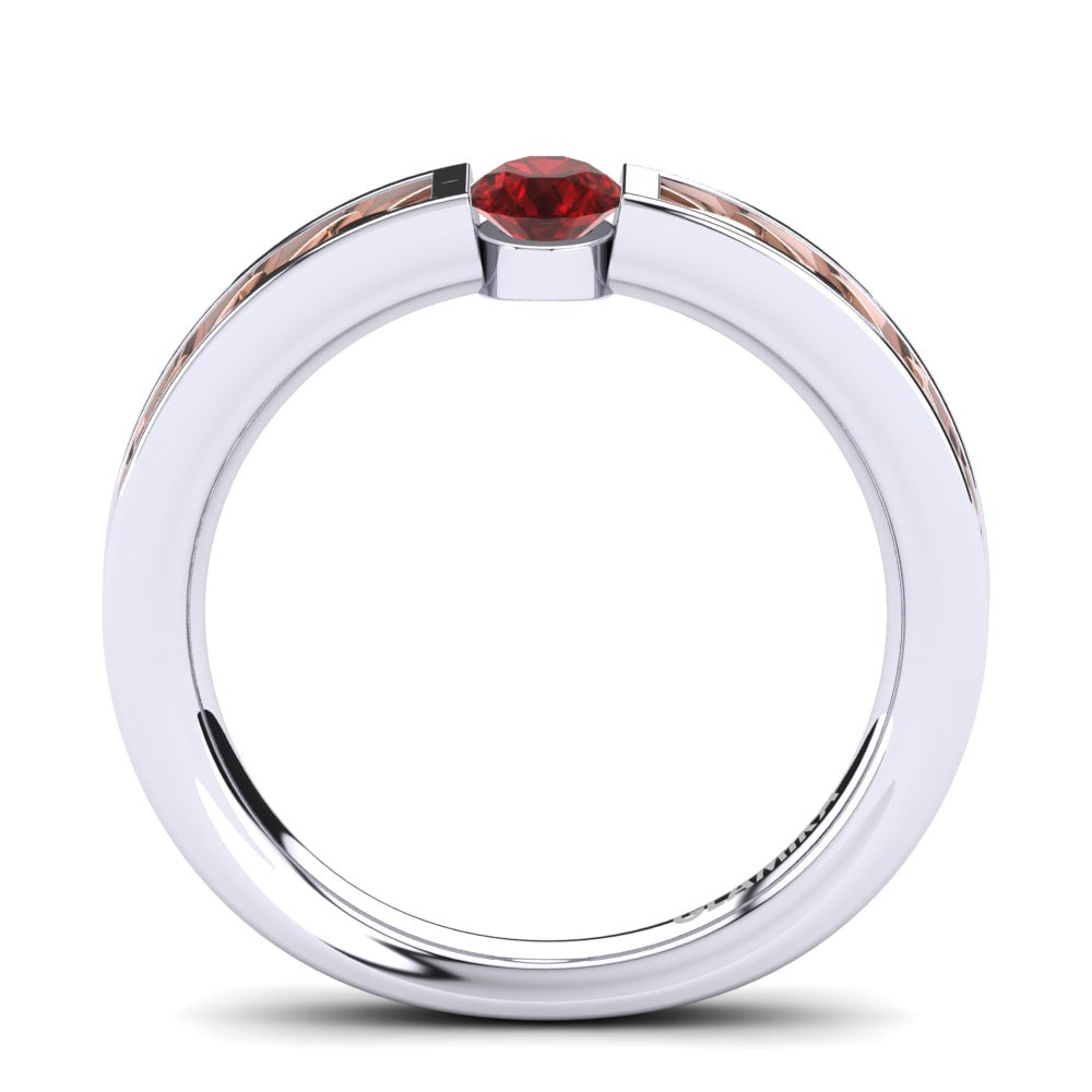 Red Zirconia Engagement Ring Carnation