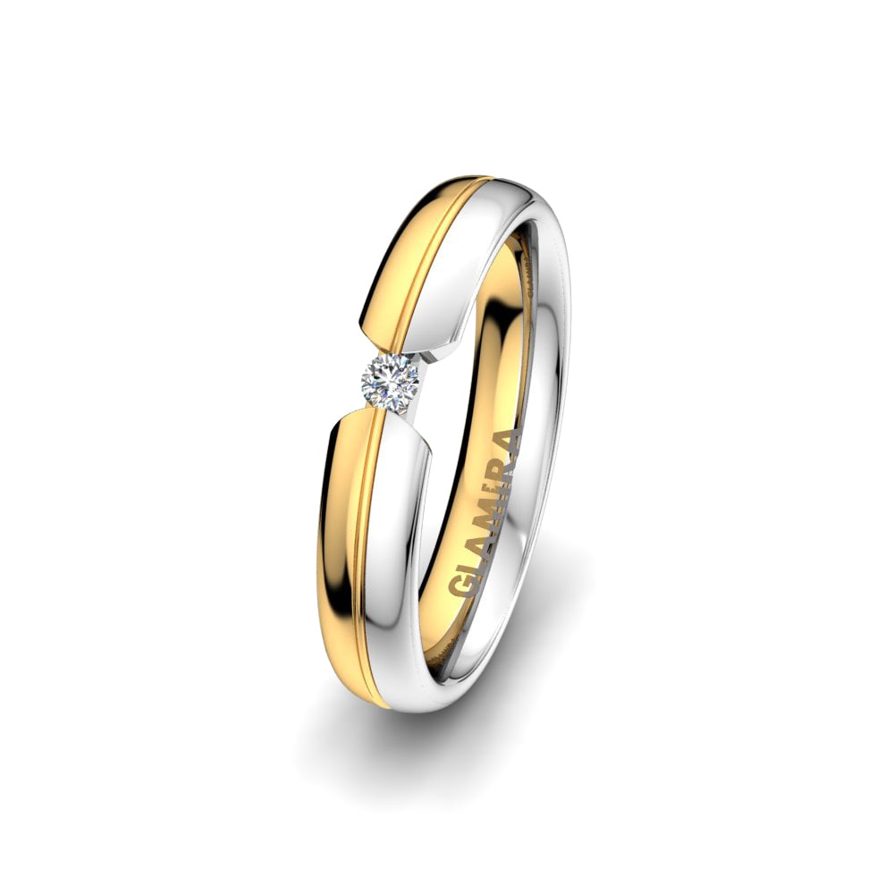 Weiß & Gelbgold 375 Labor-gezüchteter Diamant Damen trauring Bright Nature 4 mm