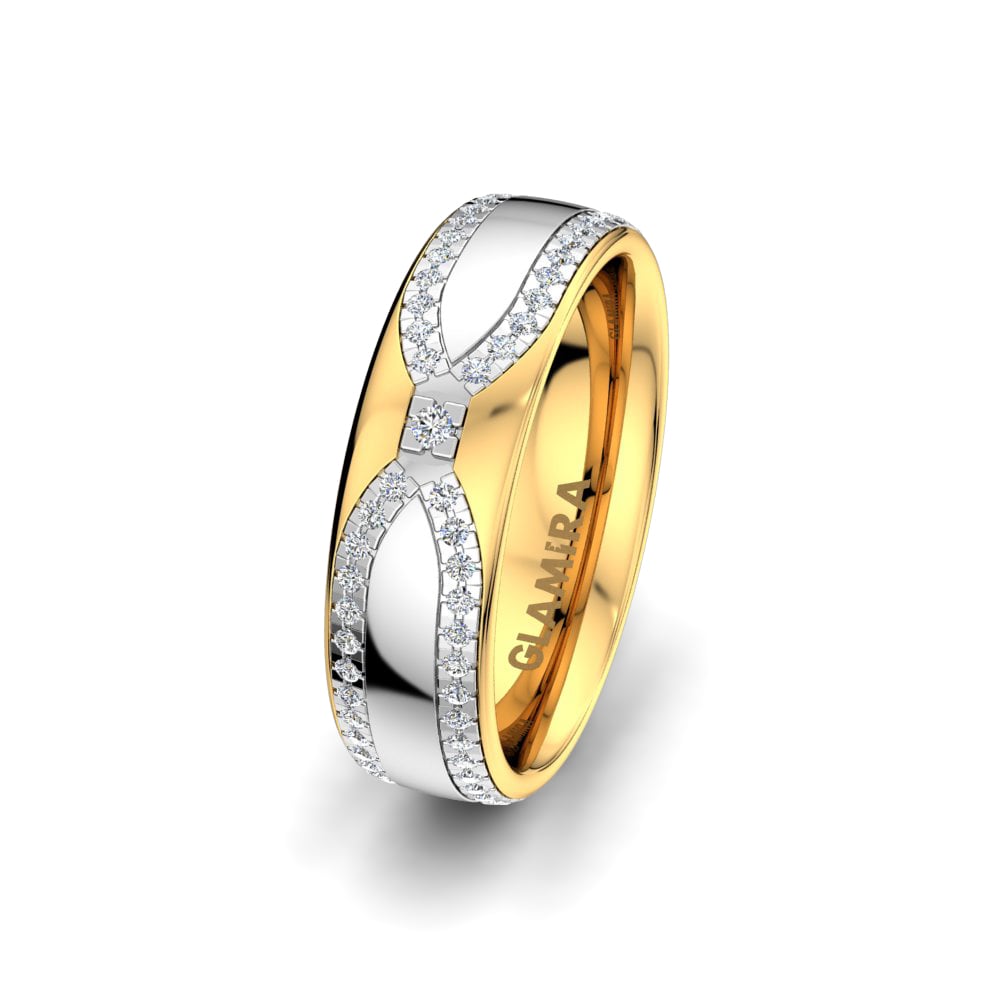 9k White & Yellow Gold Women's Wedding Ring Alluring Look 6mm