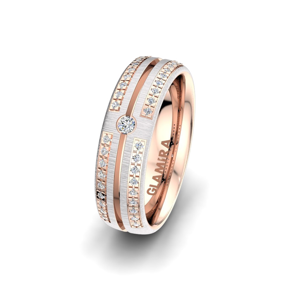 9k White & Rose Gold Women's Wedding Ring Alluring World 6mm