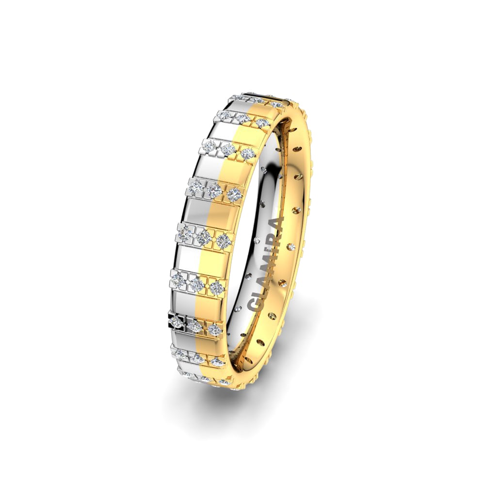 9k White & Yellow Gold Women's Wedding Ring Fantastic Courage