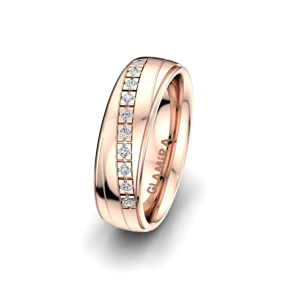 9k Rose Gold Women's Wedding Ring Sensual Eye 6mm