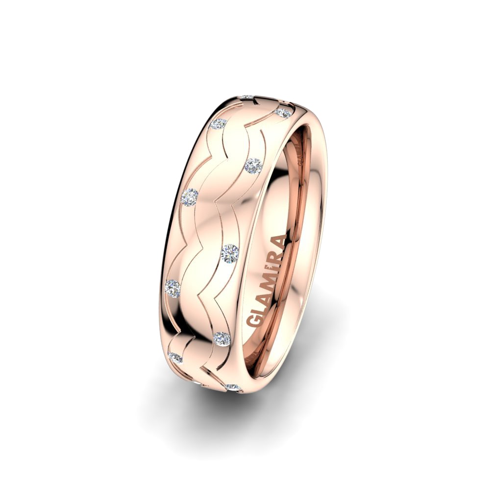 14k 玫瑰金 女士结婚戒指 Amazing Wicker 6 mm