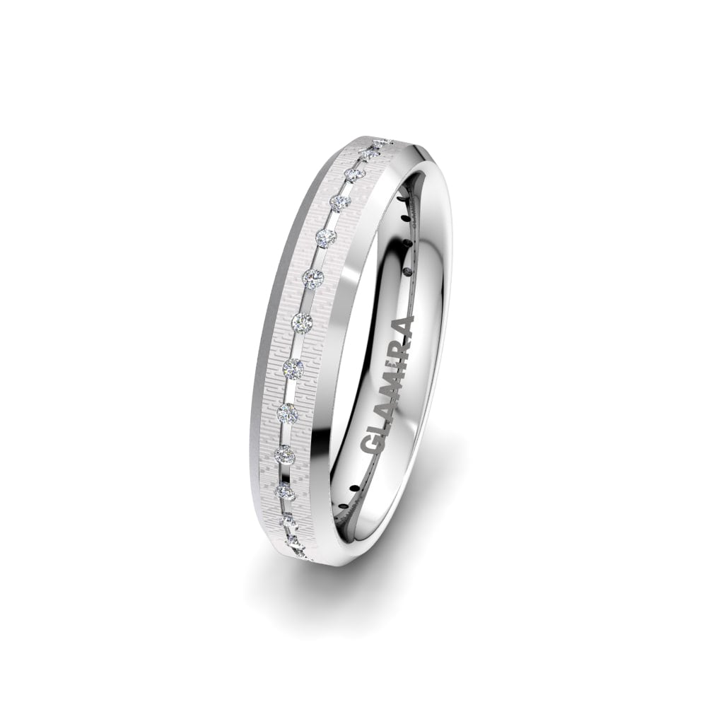 Paladio 950 Diamante cultivado en laboratorio Anillo Boda Mujer Alluring Effect 4 mm