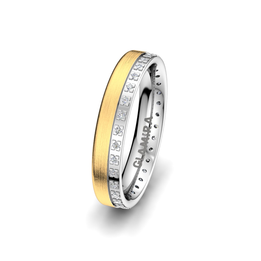 375 Gelb & Weißgold Labor-gezüchteter Diamant Damen trauring Amazing Trust 4 mm