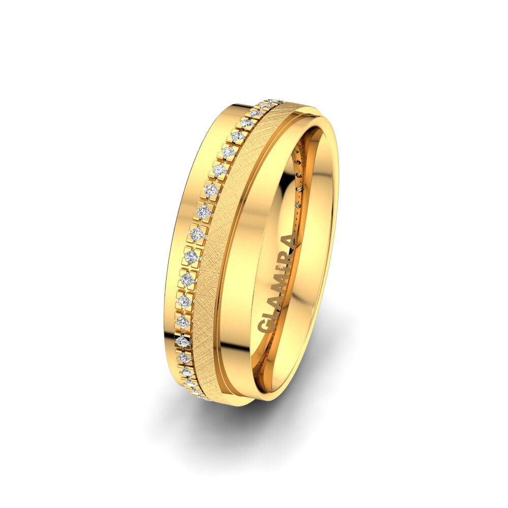 14ct Yellow Gold Lab Grown Diamond Women's Wedding Ring Attractive Force 6 mm