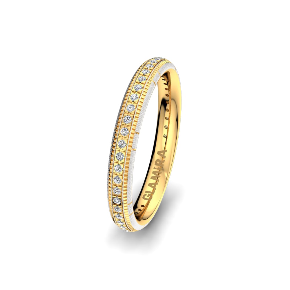 9k White & Yellow Gold Women's Wedding Ring Embrace Feeling 4 mm
