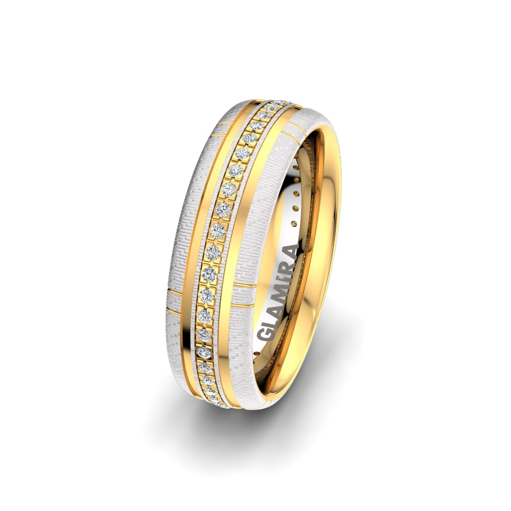 Weiß & Gelbgold 585 Diamant Damen trauring Infinite Emotion 6 mm
