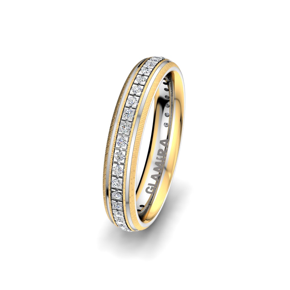9k Yellow & White Gold Women's Wedding Ring Infinite Pass 4 mm