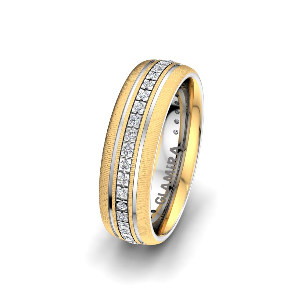 375 Gelb & Weißgold Labor-gezüchteter Diamant Damen trauring Infinite Pass 6 mm