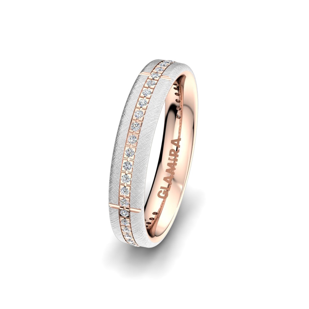 Weiß & Rotgold 375 Labor-gezüchteter Diamant Damen trauring Infinite Sweet 4 mm