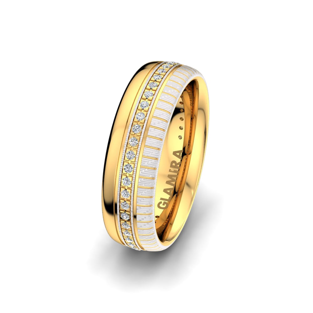 18ct Yellow & White Gold Lab Grown Diamond Women's Wedding Ring Infinite Wake 6 mm