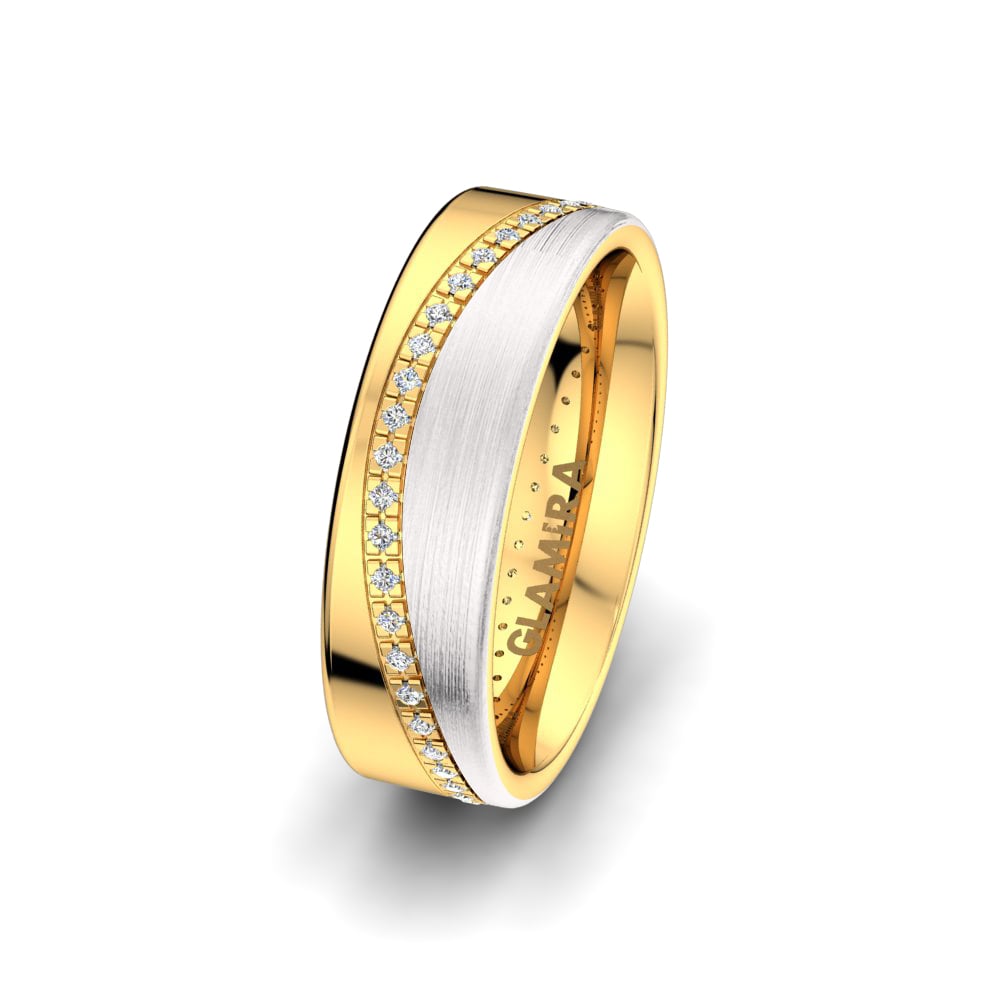 Or Blanc & Jaune 750 Diamant Alliance pour femme Pretty Choice 6 mm