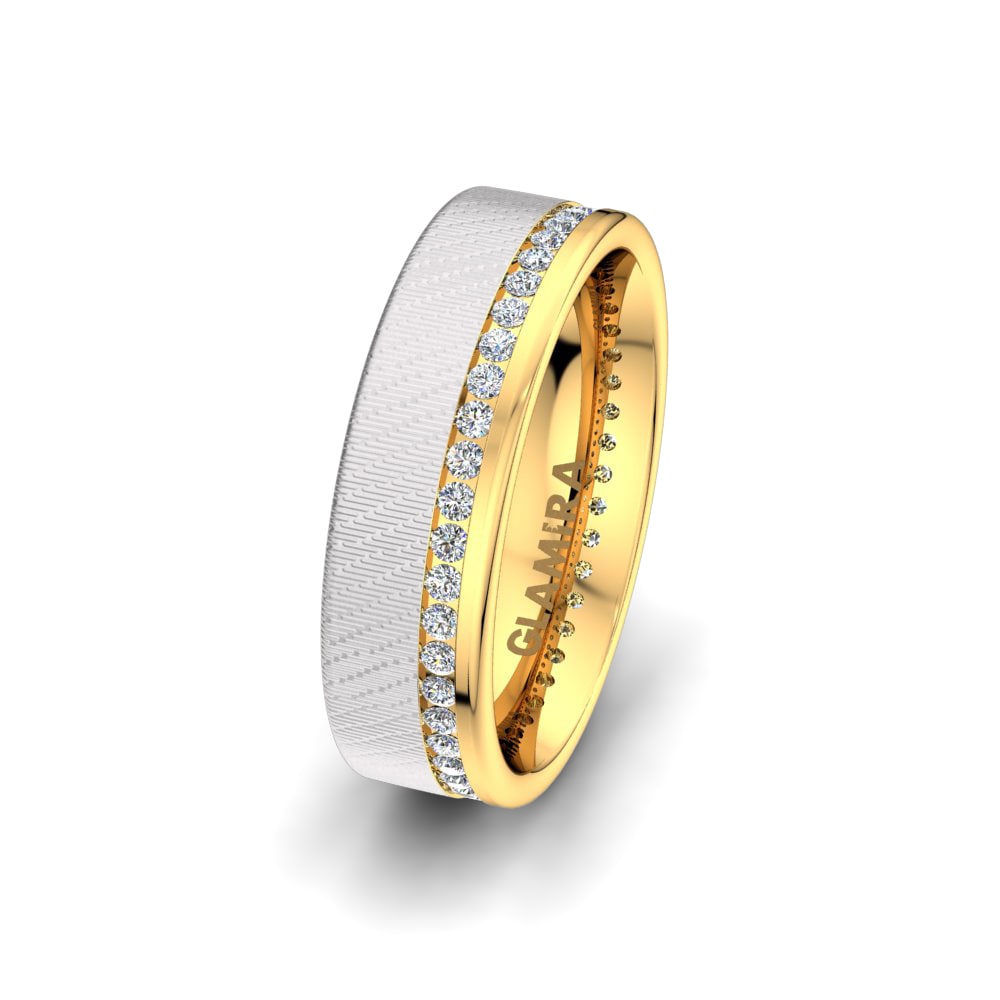 Weiß & Gelbgold 375 Labor-gezüchteter Diamant Damen trauring Sense Muse 6 mm