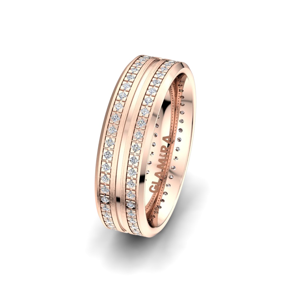 14ct Rose Gold Women's Wedding Ring Universe Corvus 6 mm