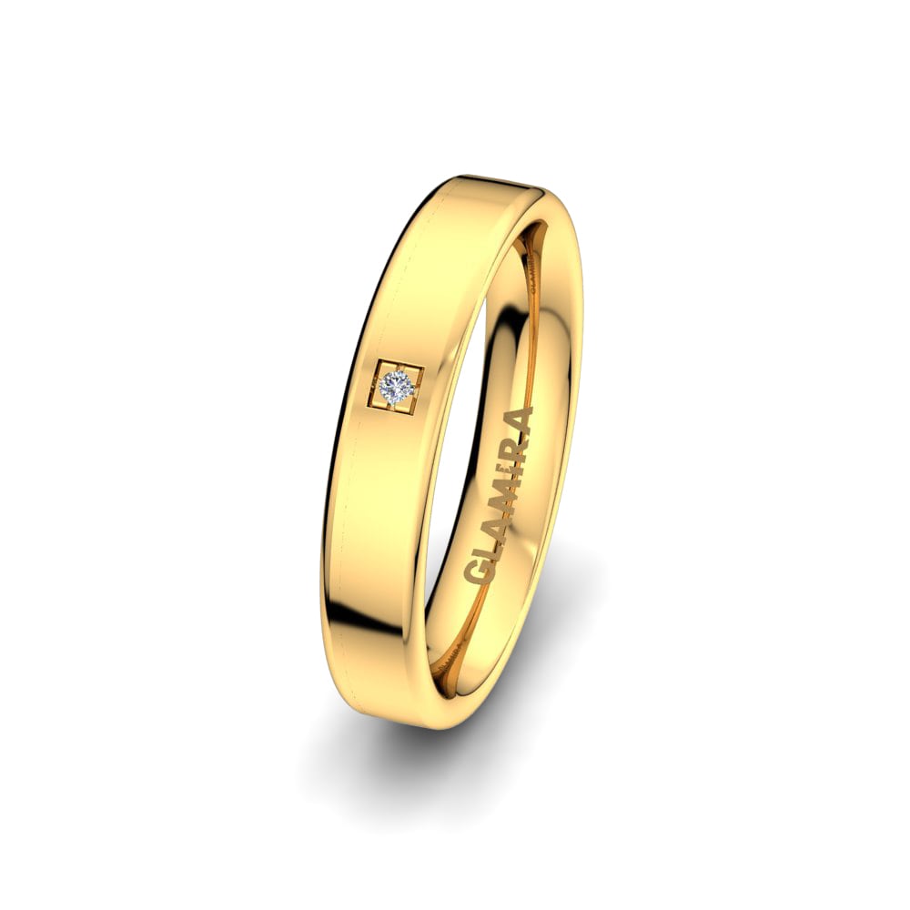 9ct Yellow Gold Diamond Women's Wedding Ring Immortal Luxury 4 mm