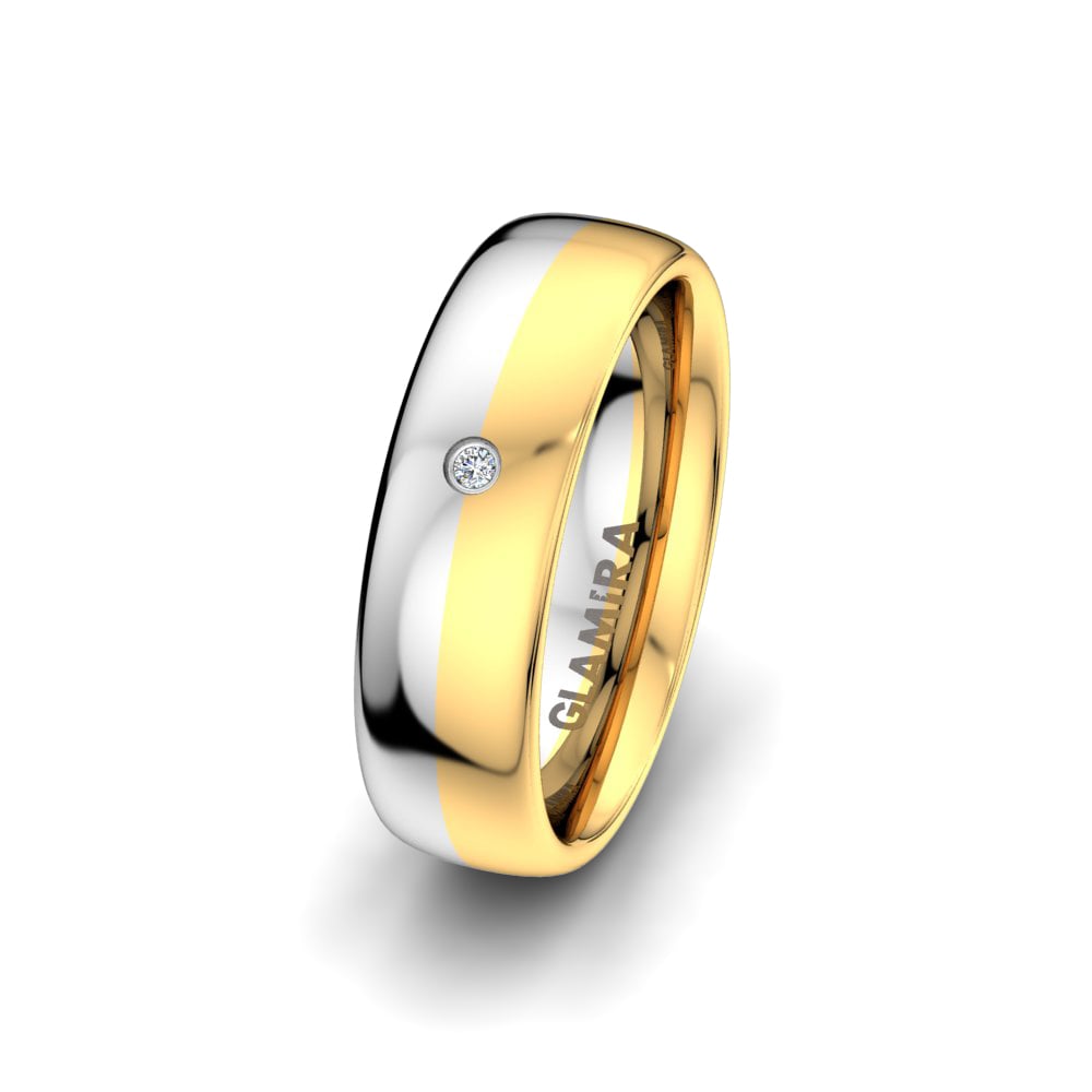 18ct Yellow & White Gold Lab Grown Diamond Women's Wedding Ring Natural Sensation 6 mm