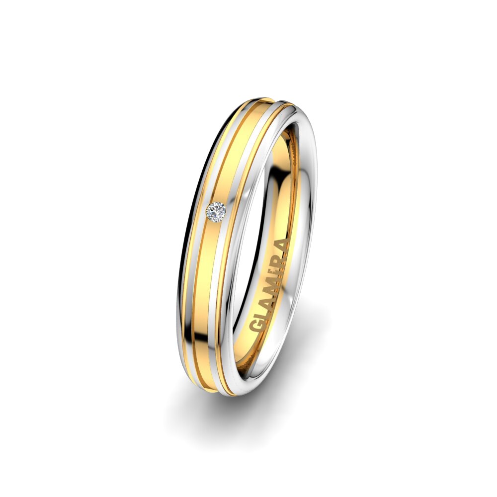 Weiß & Gelbgold 585 Diamant Damen trauring Elegant Destiny 4 mm