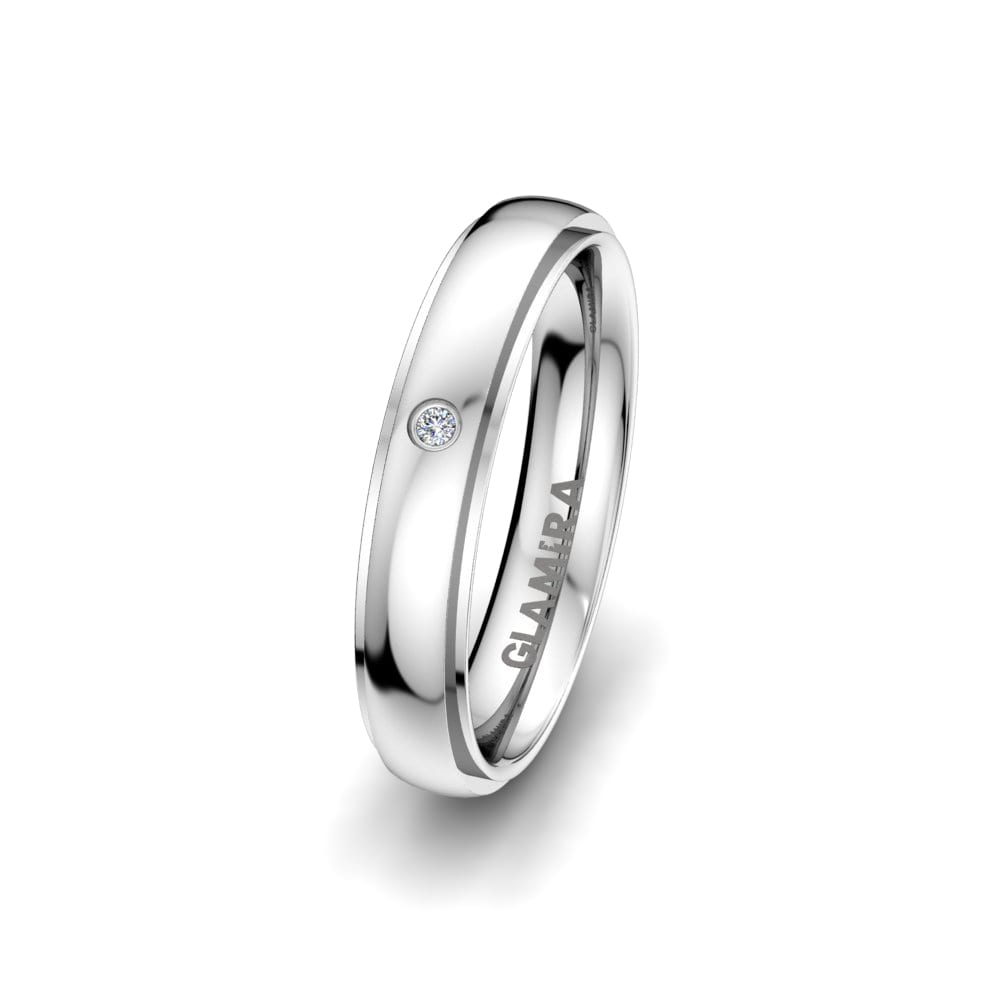 9ct White Gold Round Zirconia Wedding Ring Alluring Tear 4 mm view 2