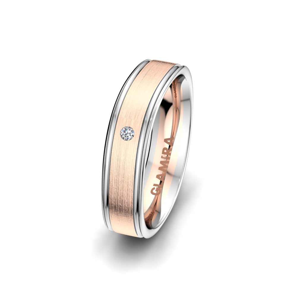 Vermelho & Branco-18K Anel Casamento Feminino Pure Hands 5 mm