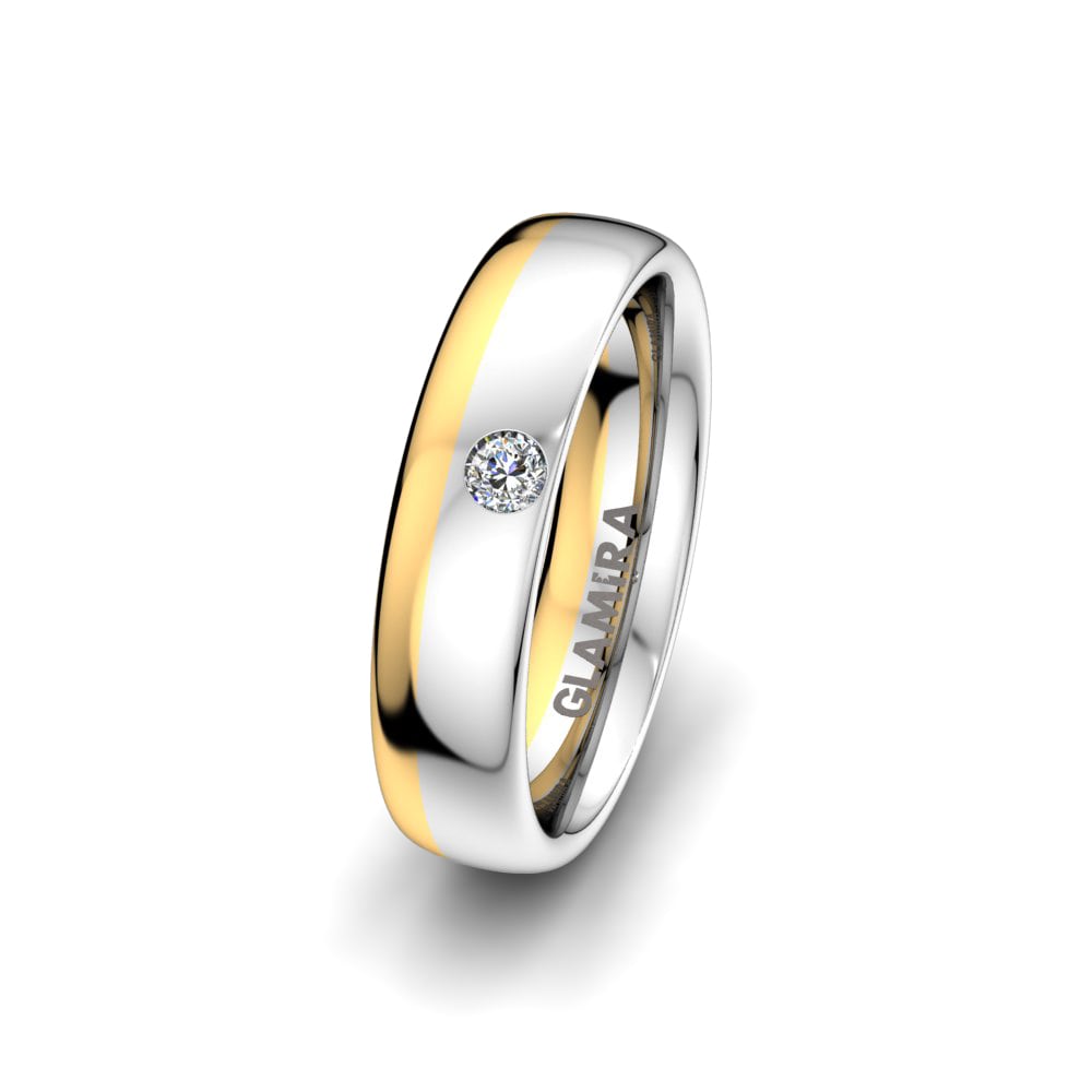 Oro Bianco & Giallo 585 Anello di coppia Bright Glory 5 mm