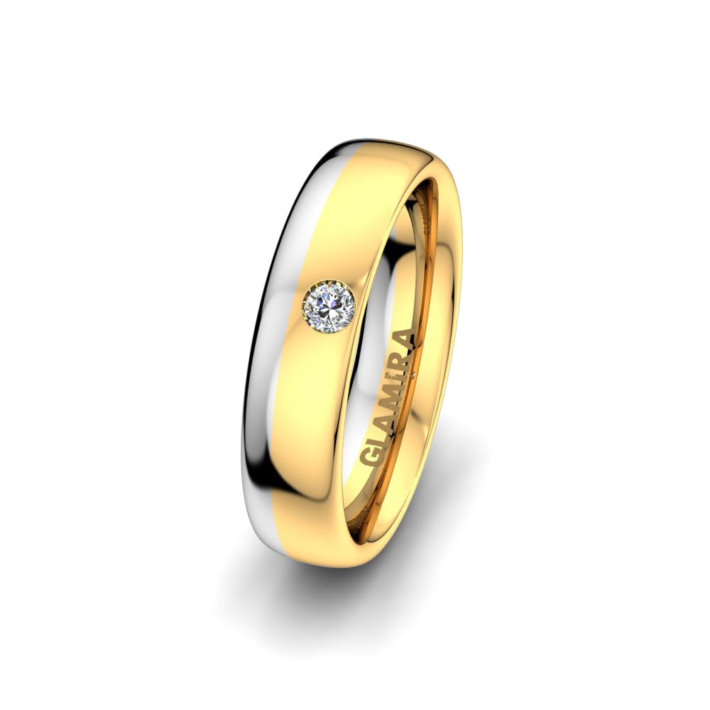 14k Oro Amarillo & Blanco Anillo de Pareja Bright Glory 5 mm
