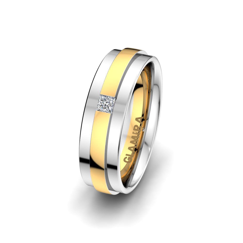 Or Blanc & Jaune 750 Diamant Alliance pour femme White Innocence 6 mm