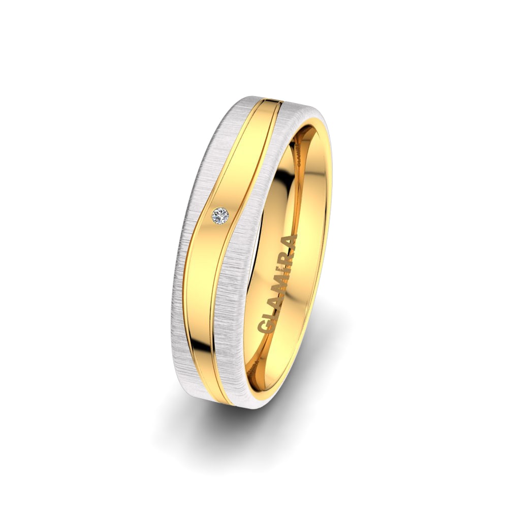 18ct Yellow & White Gold Lab Grown Diamond Women's Wedding Ring Unique Minded 5 mm
