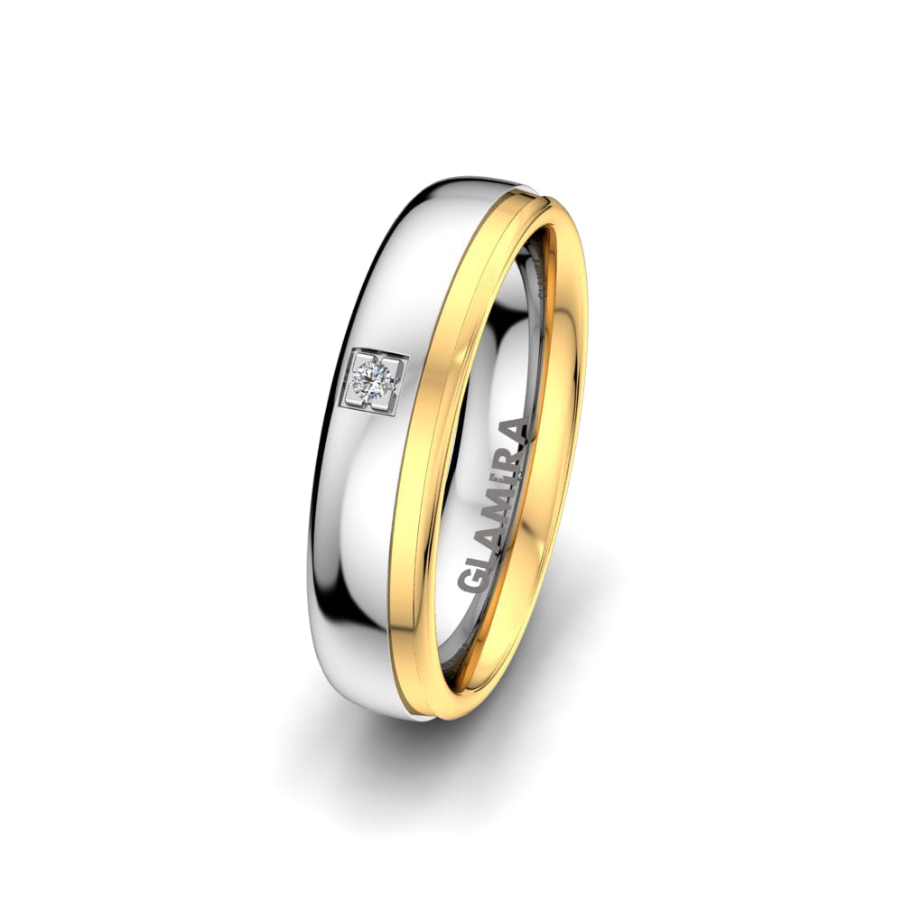 Weiß & Gelbgold 375 Labor-gezüchteter Diamant Damen trauring Unique Feeling 5 mm